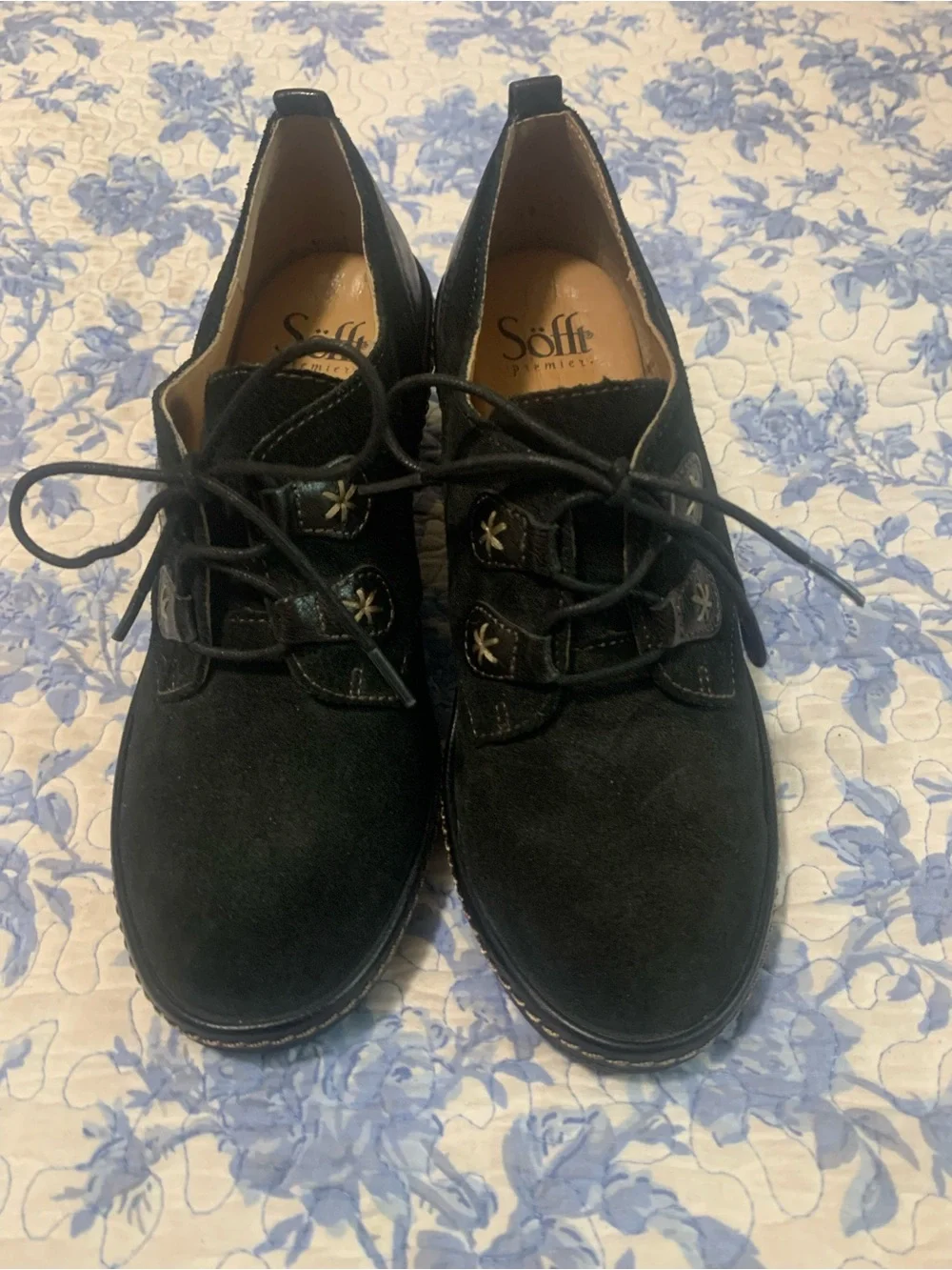 Sofft Black Wedge Lace-Up Booties